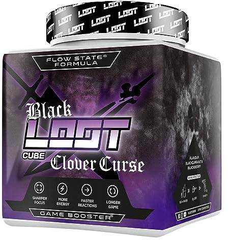 LOOT® - Limited BLACK Edition Clover Curse Game Booster | mit Flow-State® Formel | 50 Porzioni (400g) mit Koffein | 20 hochdosierte Inhaltsstoffe | Mora di ribes nero