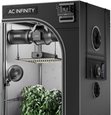 AC Infinity Advance Grow System Compact 2x2, 60x60x120cm Kit de 1 Planta, WiFi Integrado ventilación automatizada circulación horario de Espectro Completo LM301H LED Crece luz Tienda de campaña Mylar