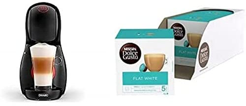 Nescafé Dolce Gusto DeLonghi Piccolo XS Black & Red + 48 Nescafe Dolce Gusto Flat White Coffee Pods