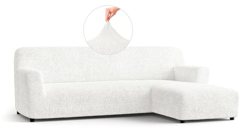PAULATO - Bezug für Sofas mit rechter Halbinsel (gesehen von vorne), Sofabezug für Ecksofa in L-Form aus Stretch-Mikrofaser, kratzfestes und maschinenwaschbares Gewebe, Made in Italy - Weiß