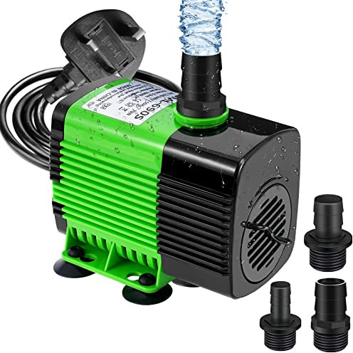 Aceshop 3300L/H Submersible Water Pump 70W Aquarium Pump Ultra-Quiet Fountain Pond Aquarium with Anti Dry Burning Water Pump for Aquarium with 3 Nozzles 4 Suction Cups 1.9m Power Cord