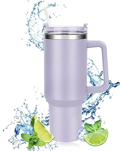 Doppelwandiger Edelstahl Vakuum Isolierbecher,Tragbare Autobecher Becher Tumbler,Isolierter Thermo Trinkbecher Edelstahl mit Griff,Thermobecher 1180 ML (40OZ)