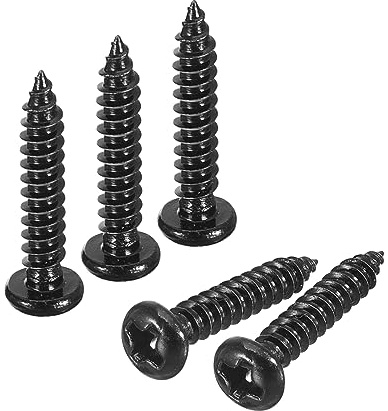 sourcing map Phillips Pan Head Self-tapping Screw 3mm x 16mm Black 100pcs | 304 Stainless Steel,Round Head,Wood Screw,Full Thread