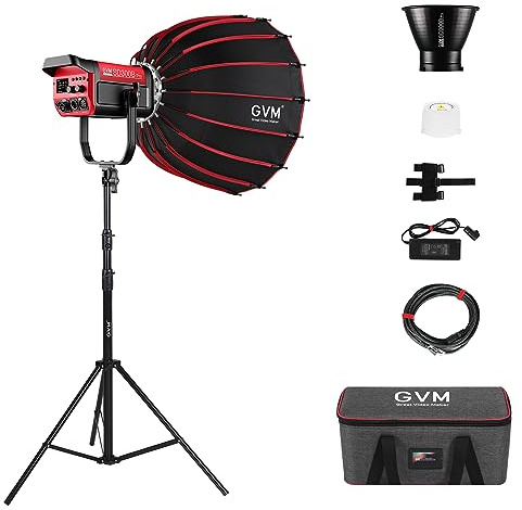 GVM 300W LED Videoleuchte mit Softbox, 2700K-6800K Bi-Color Fotografie Dauerlicht mit DMX/APP Steuerung, 65000Lux/1m COB Studiolicht für Foto Video YouTube Streaming Film 12 Lichteffekt CRI97+