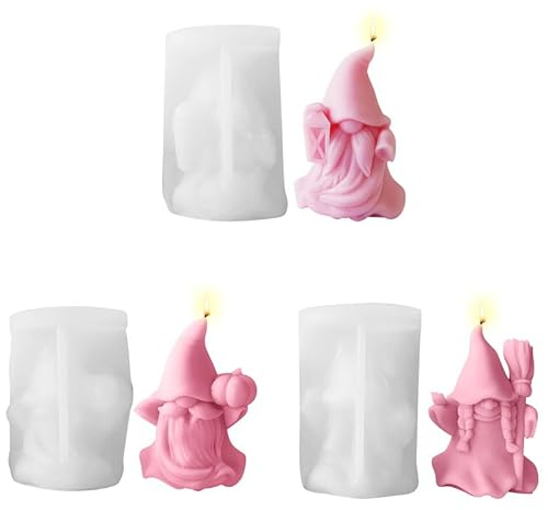 Nexoria Silikonform Wichtel, 3D Wichtel Silikonform Kerzenform Silikon Weihnachtsmann Silikonformen Gießforme Silikonformen Für Beton Silikonformen Epoxidharz DIY Formen Für Kerzenherstellung (A+B+C)