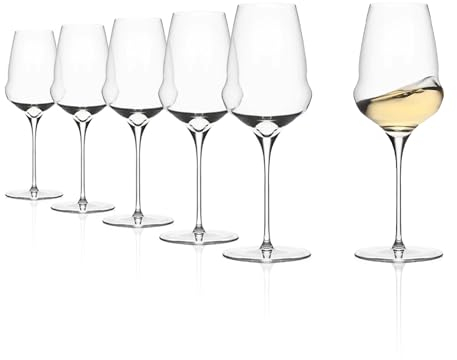Stölzle Lausitz Copas de Vino Blanco Cocoon Set de 6, 485ml – Copas Elegantes para Vino Blanco & Aperitivo – Cristal Elegantes – Apta para Lavavajillas