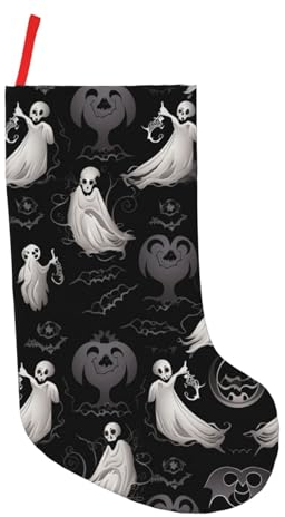 Dwrepo Halloween-Gothic-Weihnachtsstrümpfe, 45,7 cm, großer Weihnachtsstrumpf zum Aufhängen, Weihnachtsstrumpf, Geschenktüte für Familie, Urlaub, Weihnachtsdekoration