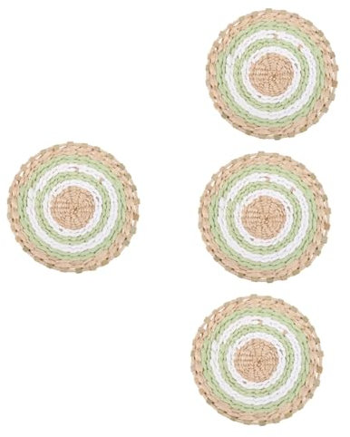 TOPBATHY 4 Stück Wanddekoration Natürliche Heimdekoration Boho-Körbe Korbteller Für Die Wand Geflochtene Tischsets Handdekoration Makramee- Gewebte Seegras-Wandtafeln