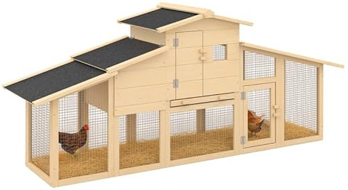 IDMarket - Hühnerstall VIP mit Legenest und Hasenstall, XXL, aus Holz