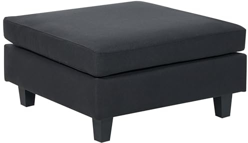 Beliani Ottoman pour Canapé Modulable en Tissu Noir et Bois d'Eucalyptus Taies Amovibles Unstad