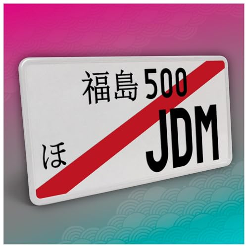 Finest Folia Matrícula japonesa JDM 30,5 x 15,5 cm Japón Tuning para decoración de coche, placa de aluminio y metal, texto deseado (JDM, negro, con rayas)