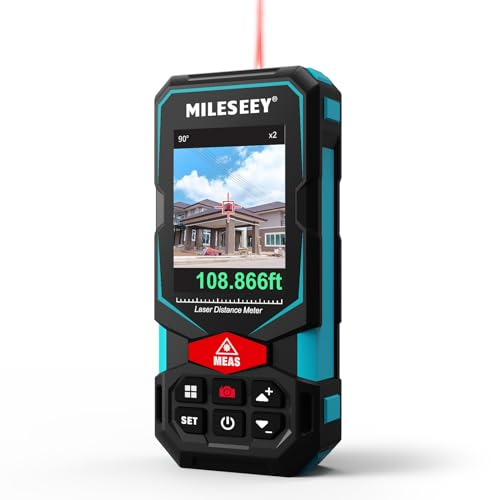 MiLESEEY Medidor de Distancia Láser 100M con Aplicación, Telémetro Láser Recargable con Cámara Digital, Medición de Largo Alcance al Aire Libre,Tecnología P2P