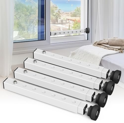 WooFog（Short）Window Security Bar Adjustable, Window Bars Security Inside, Window Lock Bar for Horizontal Sliding Windows, Window Locks for Up and Down Windows, Extends Form 11 to 18 (White-4 Pcs)