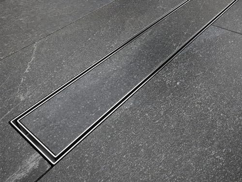 ProfiDrain Edelstahl Duschrinne extra flach mit Ablaufgarnitur (90cm, Höhe 53mm) - waagerechter Duschablauf Komplettset befliesbar - Duschabfluss & Duschablaufrinne mit passender Dichtmanschette