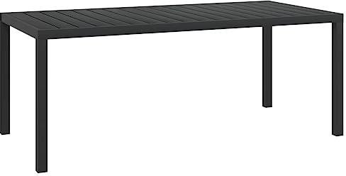 Willood Garten-Esstisch WPC Aluminium Schwarz185 x 90 x 74 cm Outdoor Garten Table Balkon