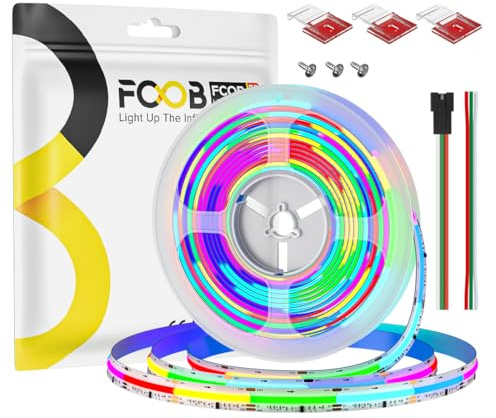 FCOB COB WS2811 IC RGB Addressierbarer LED Streifen 5M 24V 864LEDs/m 120IC | 12mm Weiß PCB Traum Farbe Flexibel Gleichmäßiges Licht Verfolgen Farbe für DIY Dekoration(Nicht inhalt Netzteil Controller)