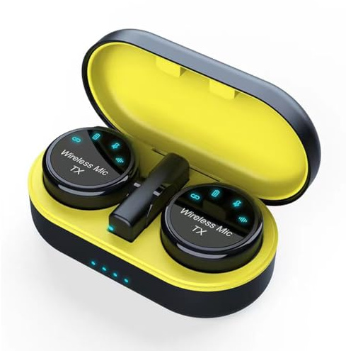 Kabelloses Lavalier-Mikrofon, magnetisches Mini-Ansteckmikrofon mit LED-Display, 2,4 GHz Dual-Mikrofon mit Geräuschunterdrückung, 299,9 m Übertragungsreichweite für iOS- und Android-Geräte, 30 Stunden