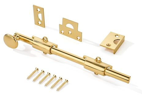 Khtumeware Loquet coulissant et boulon de surface de porte hollandaise en laiton massif poli 30,5 cm, décoration pour fenêtres et portes