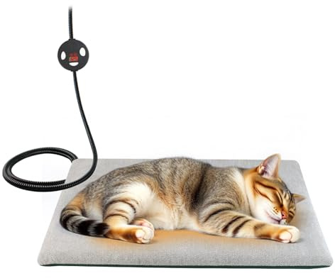 NAMSAN Tappetino riscaldante per animali domestici con regolazione della temperatura e controllo temporizzazione, 40 x 29 cm, piastre riscaldanti per esterni, cuccia per gatti, terrario/conigliera