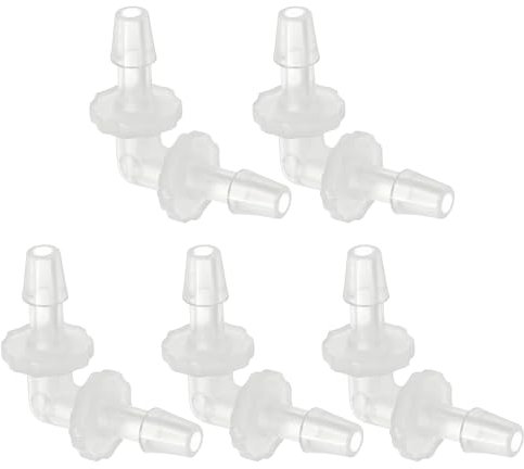 PATIKIL Embouts coudés à 90 degrés en Plastique de 5/32, 5 Pack Raccords en L-Barb Connecteur de jonction égal à Deux Voies pour Tuyau d'pour Aquarium Carburant gaz Liquide air