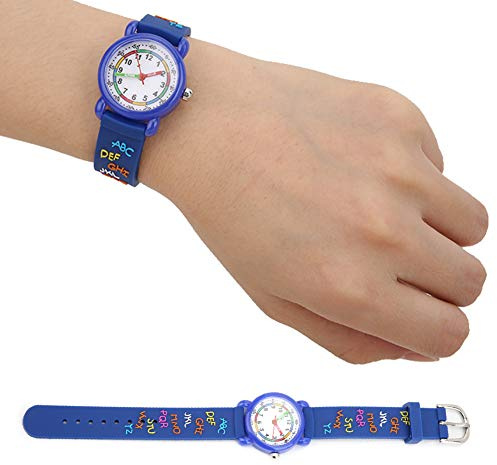 VGEBY Montres pour Enfants, Montre de Dessin animé étanche, Montre-Bracelet pour Enfants, Montres-Bracelets pour Petites Filles et Garçons (Coque Plastique Alphabet Bleu