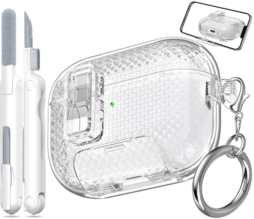 MHYALUDO pour Étui AirPods Pro 2ème Génération, Support de Port de Chargement Anti-Poussière, Coque de Protection Anti-Choc et Anti-Jaunissement Double pour Étui AirPods Pro 2, Blanc