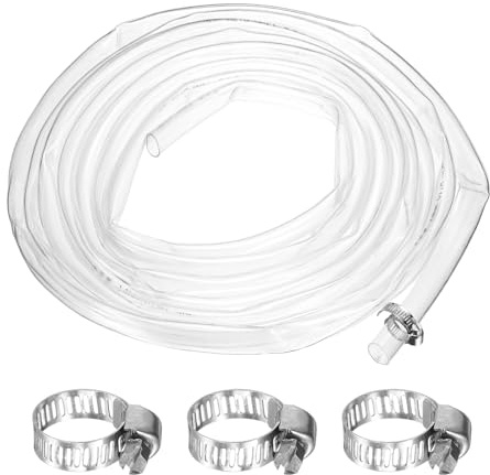 sourcing map PVC Clear Vinyl Tubing, 0.55 ID. 0.67 OD. 13.12 ft Length PVC Tube, Drain Hose, Water Pump Hose, Irrigation Pipe, Plastic Tube with Clamps for Water Oil Transfer, Transparent