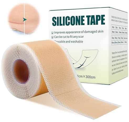 Cerotto Silicone per Cicatrici,Rotolo di Cerotti Silicone Ferita,Riutilizzabile per lo Sbiadimento Delle Cicatrici in Silicones,Traspirante,Impermeabile(4cm x 300cm,Colore della pelle)