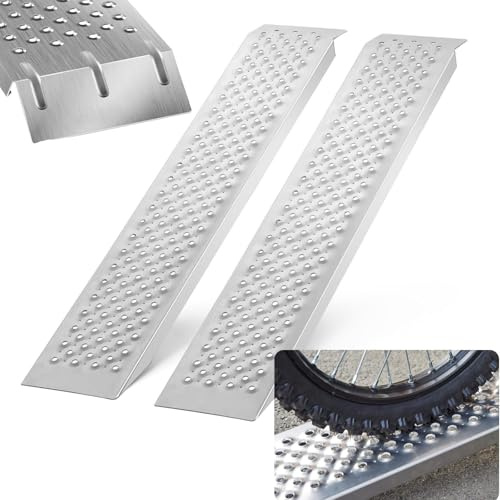 JRUKM Rampa de carga de aluminio de 120 cm, 2 rampas de carga para remolques, motocicletas y ATV, superficie antideslizante, carga de hasta 400 kg