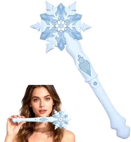 HENGBIRD 32 x 11 cm Fiocco di Neve Magica Bacchetta Magica Blu Luce Stellata Lampeggiante Bacchetta Luminosa LED Suono Perfetto per Giochi di Ruolo per Feste di Ragazze Bacchetta Magica Bambina