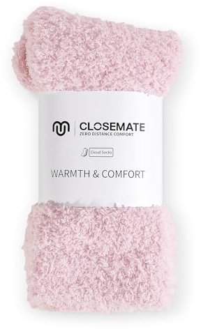 CLOSEMATE Varma & Mysiga Luddiga Strumpor Presenter för Kvinnor Mjuka Korallrosa Fluffiga Sovtofflor Strumpor (1Rosa)