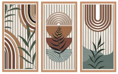 Sasiil 3 Stücke Holz Boho Wanddeko, Moderne Leichte Wandskulpturen, Holz Wandbild als Feiertage/Weihnachtsgeschenke, Abstrakte Geometrischen Wandkunst Dekoration für Wohnzimmer, Schlafzimmer, Flur