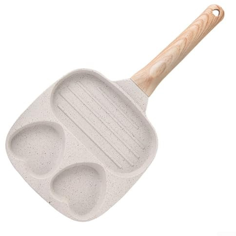 Zilimontt Cast Aluminium Stone Skillet Pan with Non-Coating and Wooden Handle for Gas and Induction Stovetops, Ideal for Omelettes, Pancakes and Hamburgers