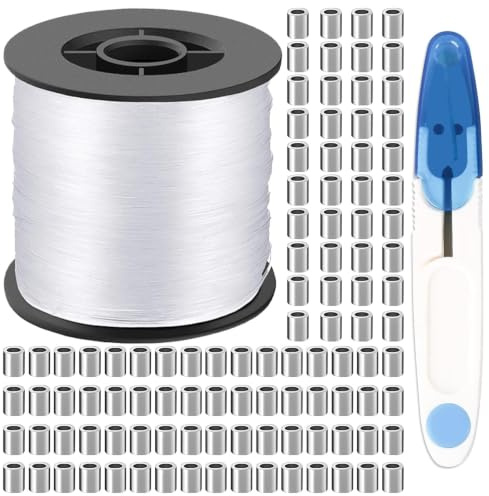 200 m Fil de Pêche Nylon 0,55 mm, Monofilament Transparent avec Manchons