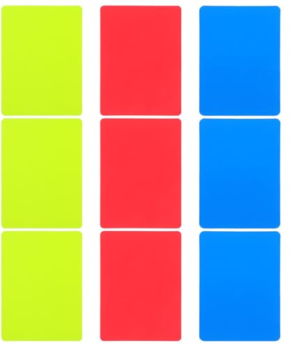 ERINGOGO Set da 9 Cartellini Arbitrali Sportivi in PVC Spesso Rosso Giallo Blu per Arbitri Calcio e Giudici Competizioni Sportive Resistenti a Urti e Uso Indoor/Outdoor