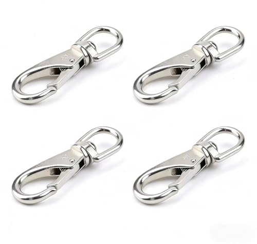 Wanyidaxing 4-pack 3.5 Stainless Steel Flag Clip Flagpole Rope for Dive Clip, Flagpole Clip, Swivel Spring Hook Dog Leash, Key Chain, Boat Rope, and More
