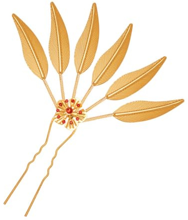 Horquilla de Metal Dorada Hojas para Mujer, Estilo Vintage | Ligera Bordes Suaves, para Uso Diario y Ceremonia, Apta para Cabello Medio o Largo