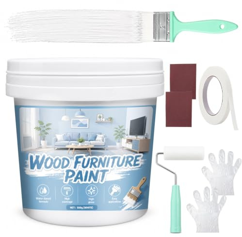 AllisWay Pintura para Madera, Renovación de Muebles de Madera, 500G (Blanco)