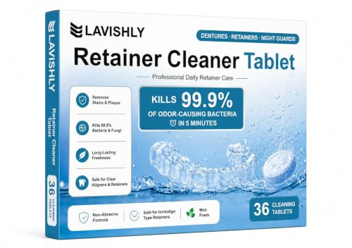 Retainer Cleaning Tablets for Aligners, Braces, Mouthguards, Dentures & Dental Appliances - Deep Clean, Freshener & Odour Remover