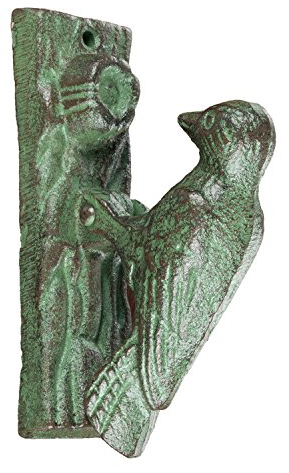 Homescapes Türklopfer Specht Vogel Design aus Gusseisen klassisch grün-oxidiertes Eisen 544g