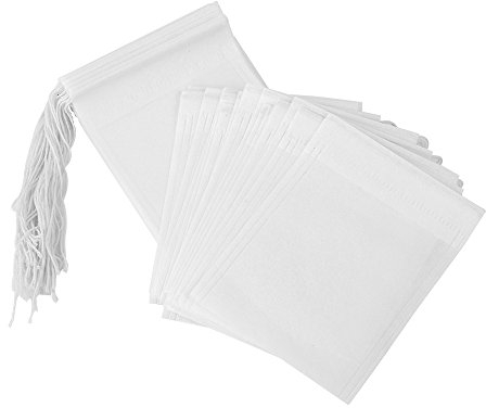 Tea Bags Empty Paper Tea Filter Bags Disposable Infuser with Drawstring,100 pcs (White)