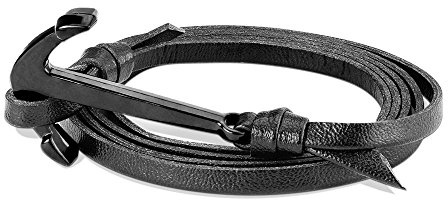 Bungsa Anker Armband schwarz I Wickelarmband mit Anker-Verschluss für Frauen & Männer