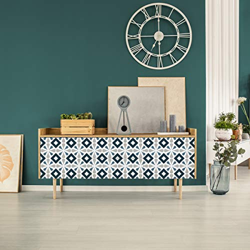 Stickers adhésifs Meuble, Sticker Autocollant Carreaux de Ciment - Décoration pour Tables Armoires Commodes Étagères, 60 x 100 cm col-tiles-mob-RJ-A747_10x10cm Modèle 8