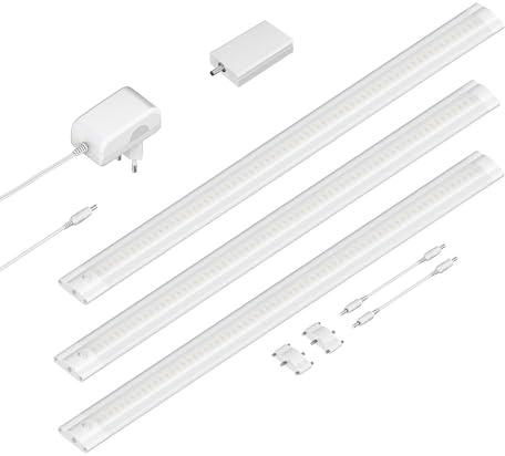 ledscom.de Smarte LED Unterbau-Leuchte SIRIS weiß matt, WLAN-Controller, flach, Smart-Home, Alexa-fähig je 50cm, je 531lm, warmweiß, 3er Set