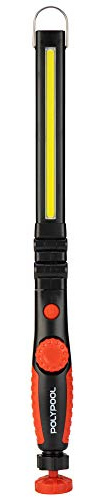 POLY POOL - PP3165 Linterna LED FLEXLIGHT De Trabajo con Luz Ultra Led COB 5W 450lm + 70lm 3W - Gancho y Cuerpo Articulable - Lámpara Portátil para Taller con Imanes - Lámpara de Emergencia Recargable