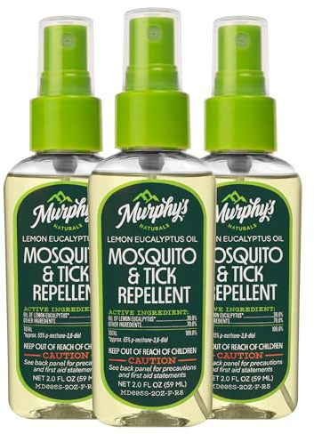 Murphy's Naturals Mosquito & Tick Bug Repellent Spray, Oil of Lemon Eucalyptus for Skin + Outdoor Gear, 2 Ounce Pump, 3-Pack