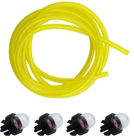 TXErfolg 1 Stück Kraftstoffschlauch aus PVC 5,5mm×2,5mm×1,5M | mit 4 Stück General Snap-In Primer Kraftstoffbirne für Rasenmäher Gebläse Weed Eater McCulloch Ryobi Echo