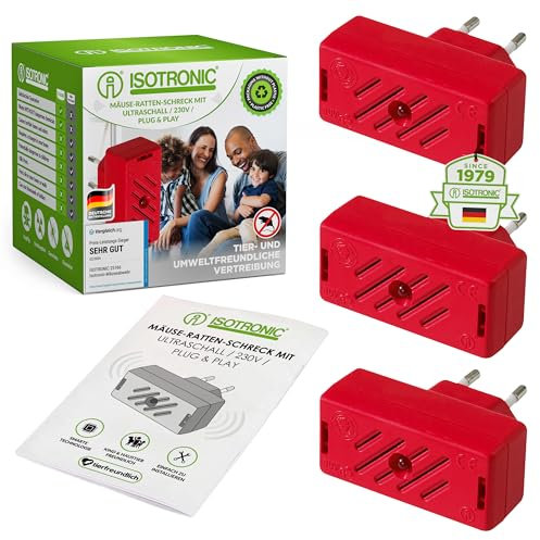 ISOTRONIC Mäusevertreiber Nagetier Vertreiber mit Ultraschall | Abwehr gegen Mäuse und Ratten, elektrisch | Tiervertreiber ohne Mausefalle und Rattengift (3)
