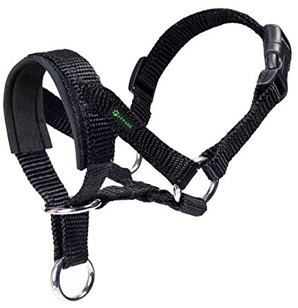 Hundehalfter Mit Gepolstertem Stoff, Halfterhalsband Für Hunde, Verstellbar Und Ziehen verhindert. (L,Schwarz)