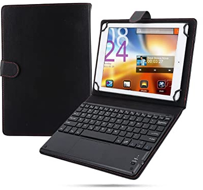 Bluetooth Wireless QWERTY Keyboard PU Protective Case for 9.7-10 inch Android/iOS Tablet PC, 2-in-1 Folio Cover & Bluetooth Wireless Keyboard with Touchpad